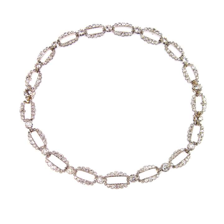 Early 19th century oval link diamond necklace forming a pair of bracelets
